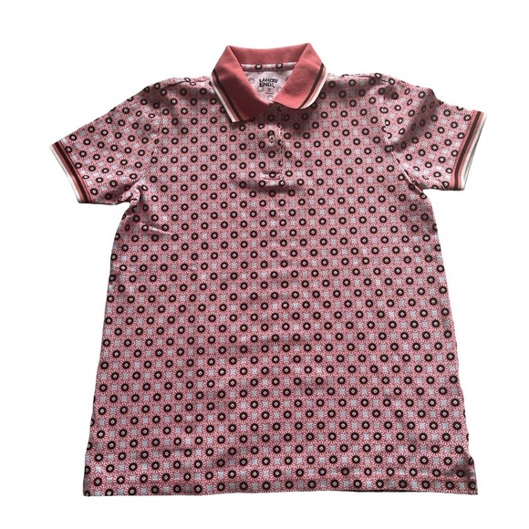 Lands' End Tops - Lands' End Womens Size S 6-8 Polo Shirt Short Sleeve Floral Geometric 97% Cotton